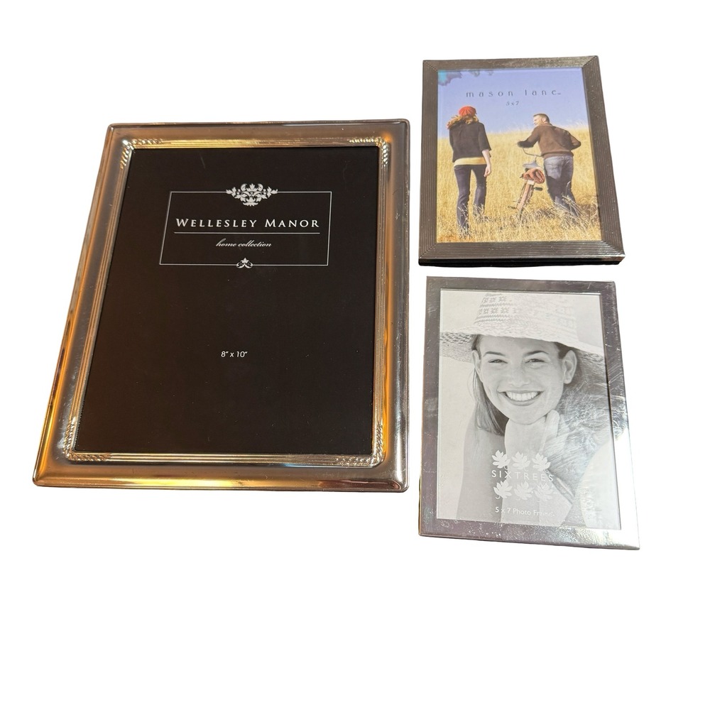 Silver Picture Frame Lot 3 Wellesley Manor 8x10 Mason Lane Sixtrees 5x7 Metallic